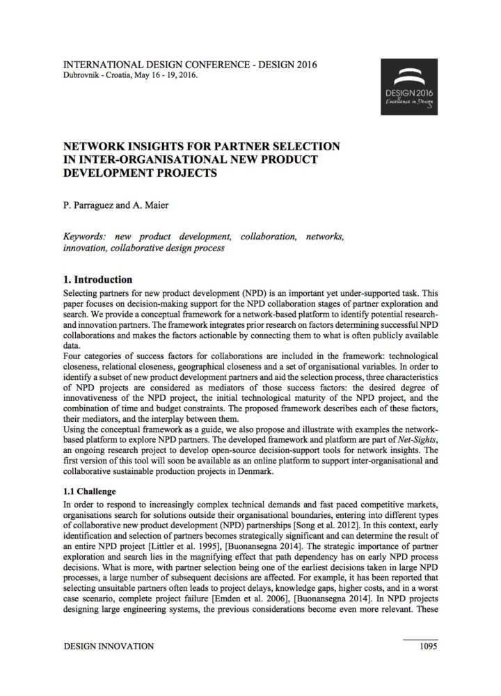 Network Insights for Partner Selection in Inter-organisational New Product Development Projects