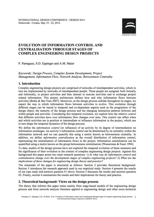 Evolution of Information Control and Centralisation Through Stages of Complex Engineering Design Projects