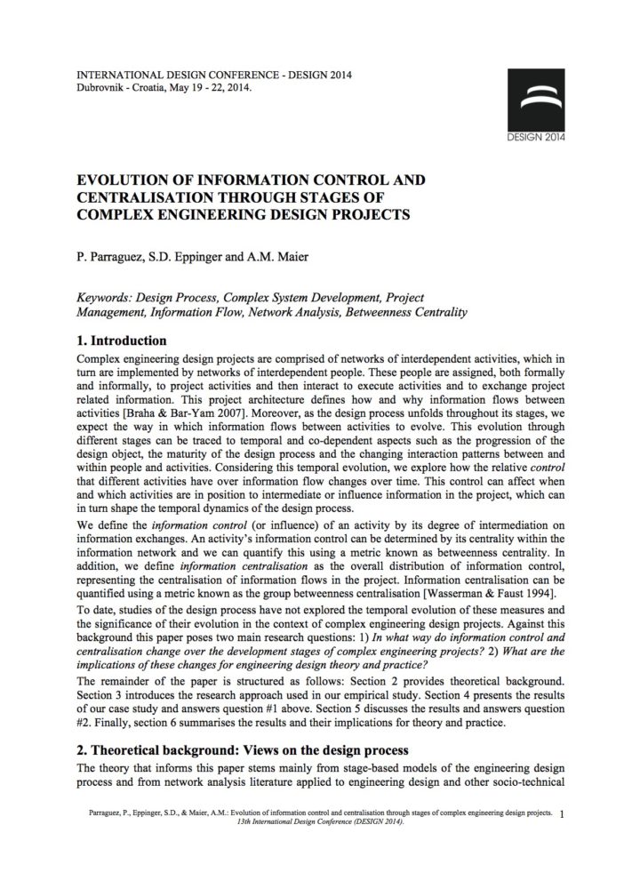 Evolution of Information Control and Centralisation Through Stages of Complex Engineering Design Projects