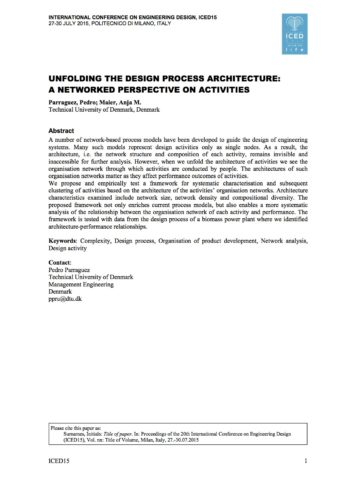 Unfolding the Design Process Architecture: A Networked Perspective on Activities