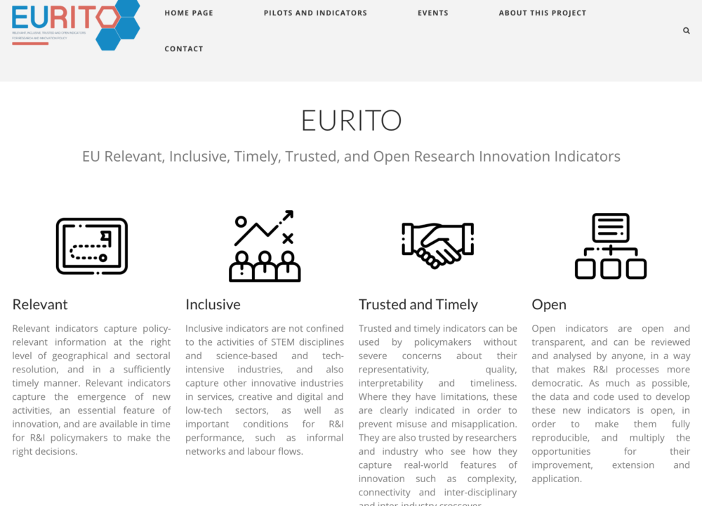 EURITO: EU Relevant, Inclusive, Timely, Trusted, and Open Research Innovation Indicators